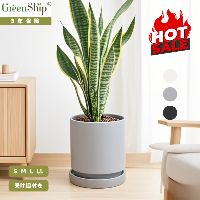 【Greenship 3年保証】おしゃれで軽量!プランター 大型 小型 屋内外対応 プラスチック植木鉢 受け皿付き 環境にやさしい 園芸用 10号 全品送料無料(北海道・沖縄・離島除く)